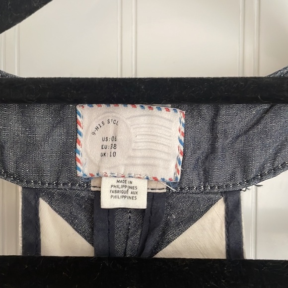 Anthropologie Postmark Chevron Endpoint Dress Halter Jumper Linen Cotton Size 6 - Picture 3 of 15